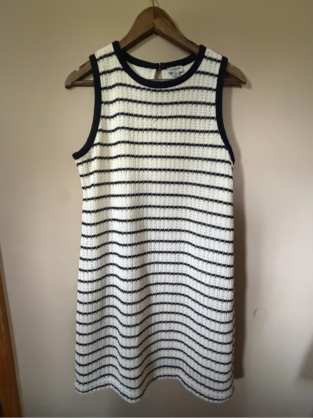 J. Crew Black & White Striped Sleeveless Knit Dress